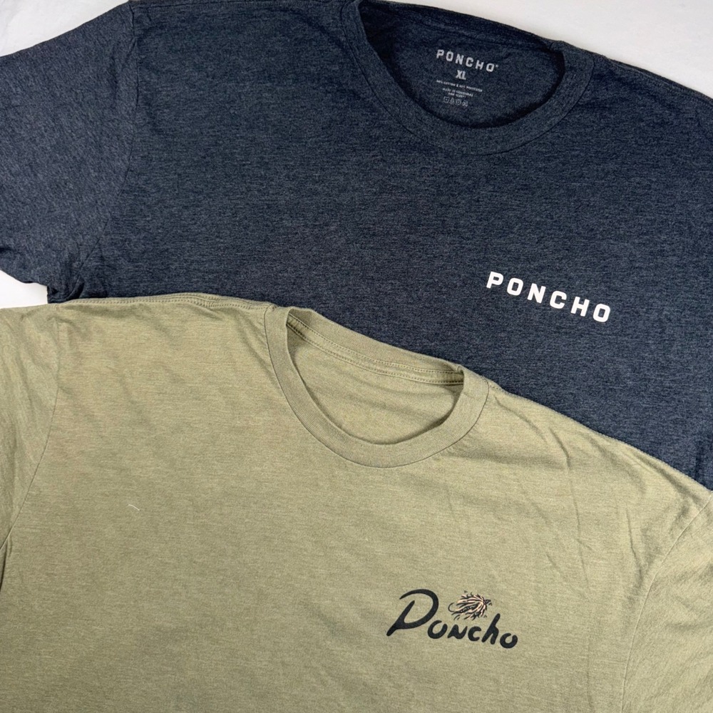 Poncho Graphic T-Shirt Men XL Green Grey 2 Pack Fly Fishing/Boar Gorpcore
